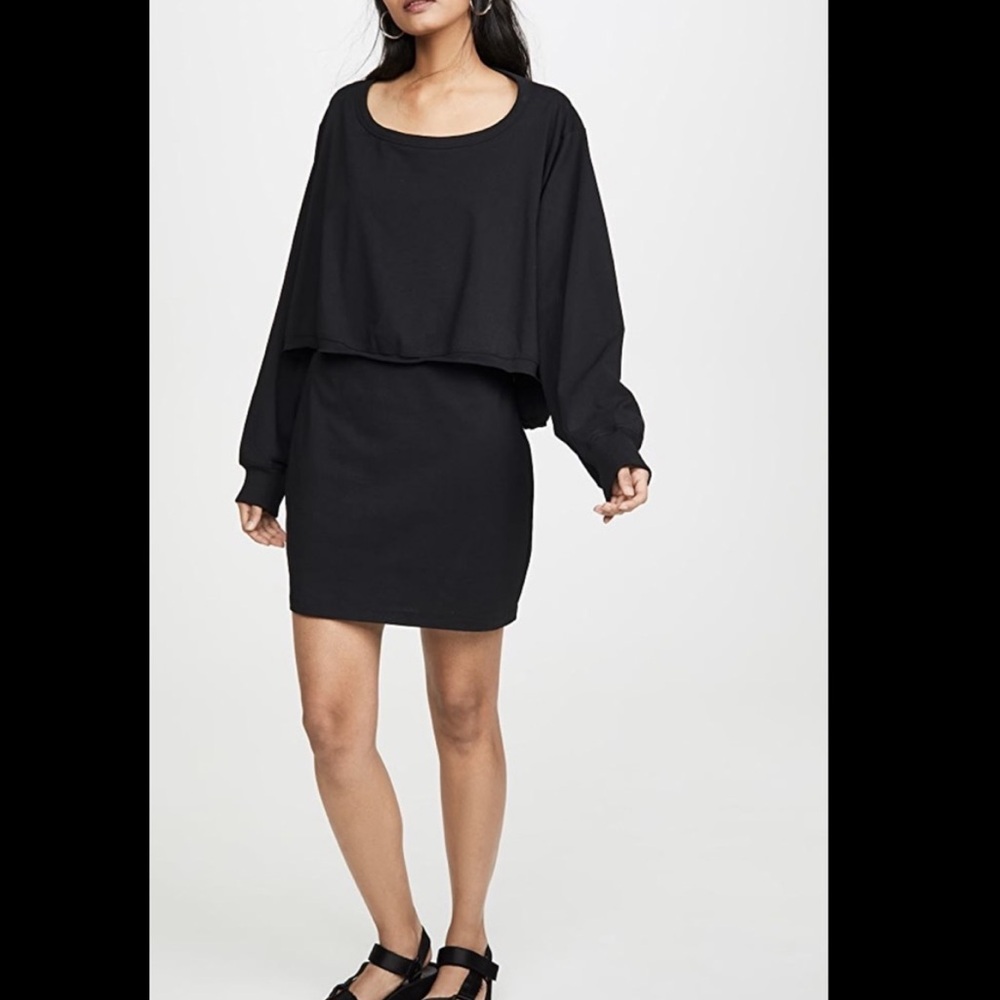 alexanderwang High Twist Long Sleeve Open Back Jersey  Dress XS Black NWT